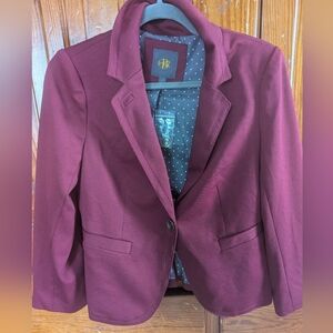 Women's Burgundy Single-Button Blazer Jacket